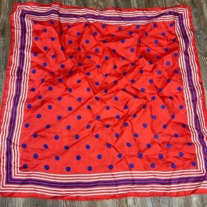 Vintage Red & blue polka dot silk scarf